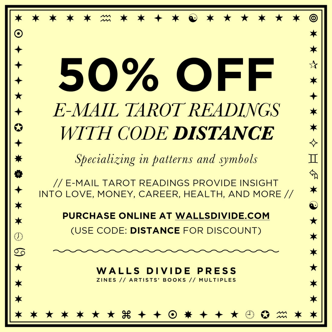 50% Off All E-Mail Tarot Readings with code DISTANCE